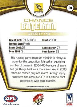 2007 Select AFL Supreme #89 Chance Bateman Back